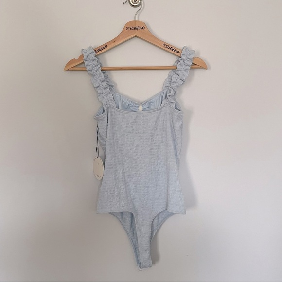 Lost + Wander Light Blue Ruched Bodysuit- Sample- Size Small- NWT - Picture 7 of 9